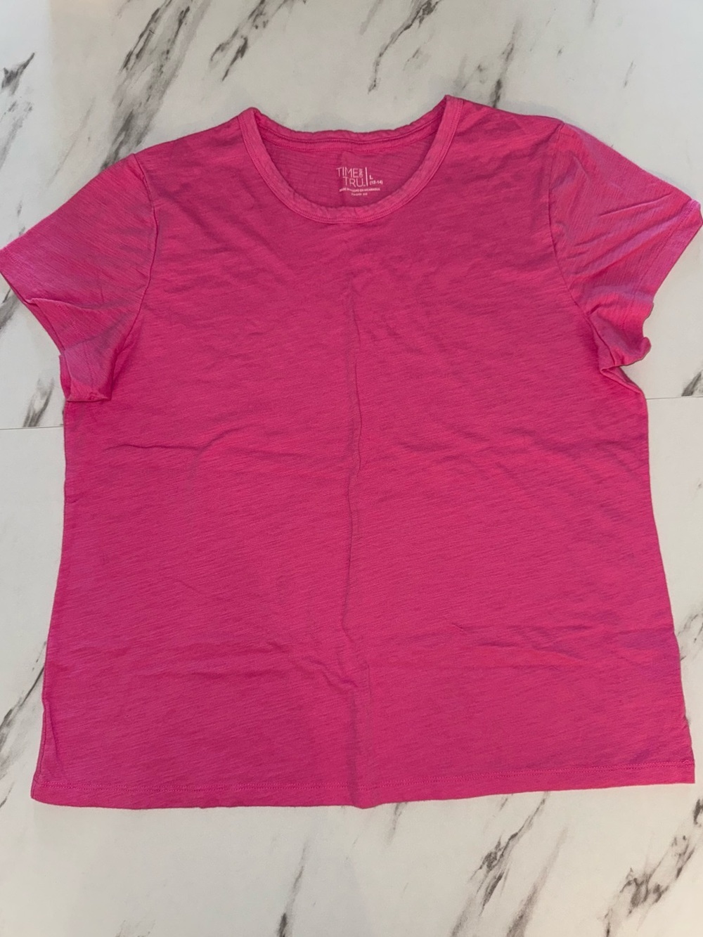 Time and Tru Bright Hot Pink Short Sleeve Crewneck Tee L